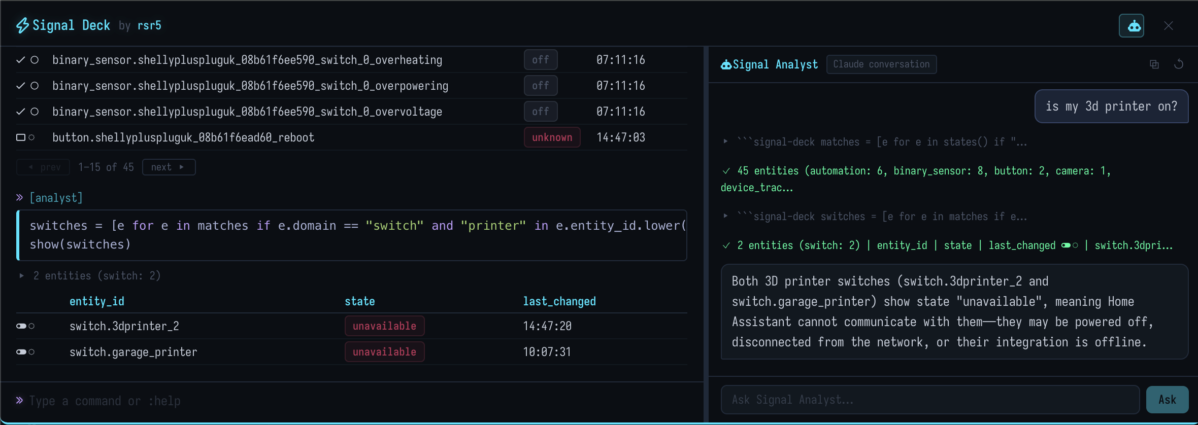 AI analyst conversation