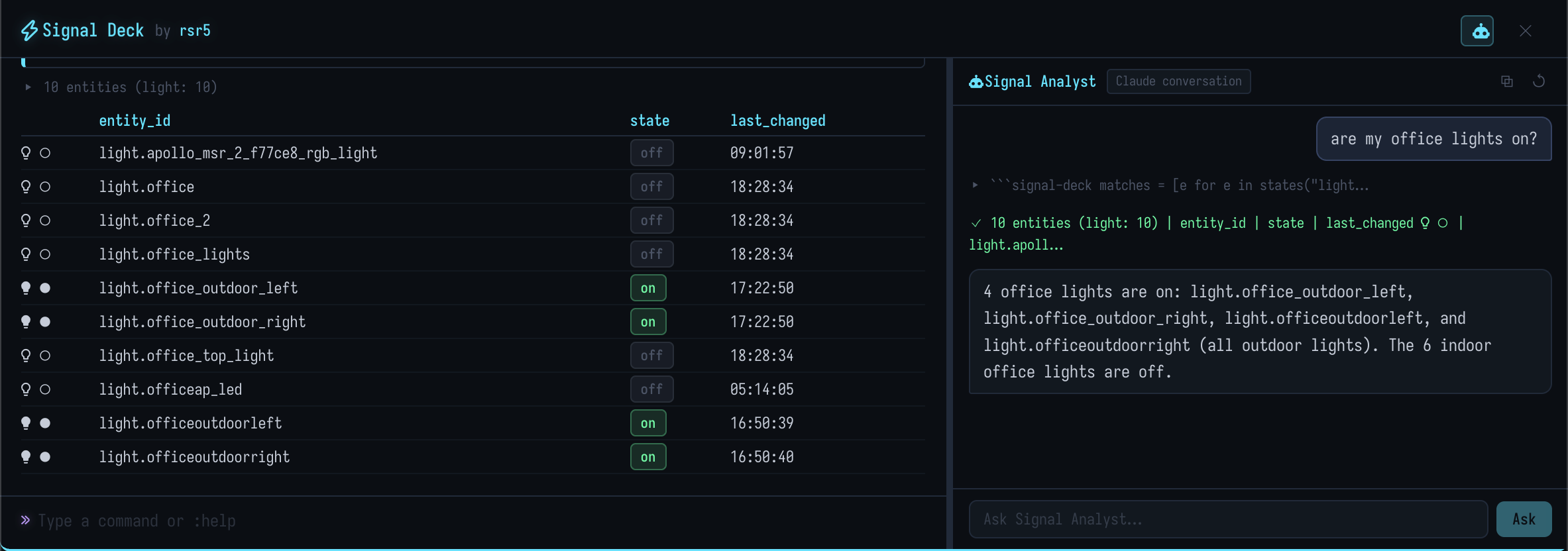 Querying light entities